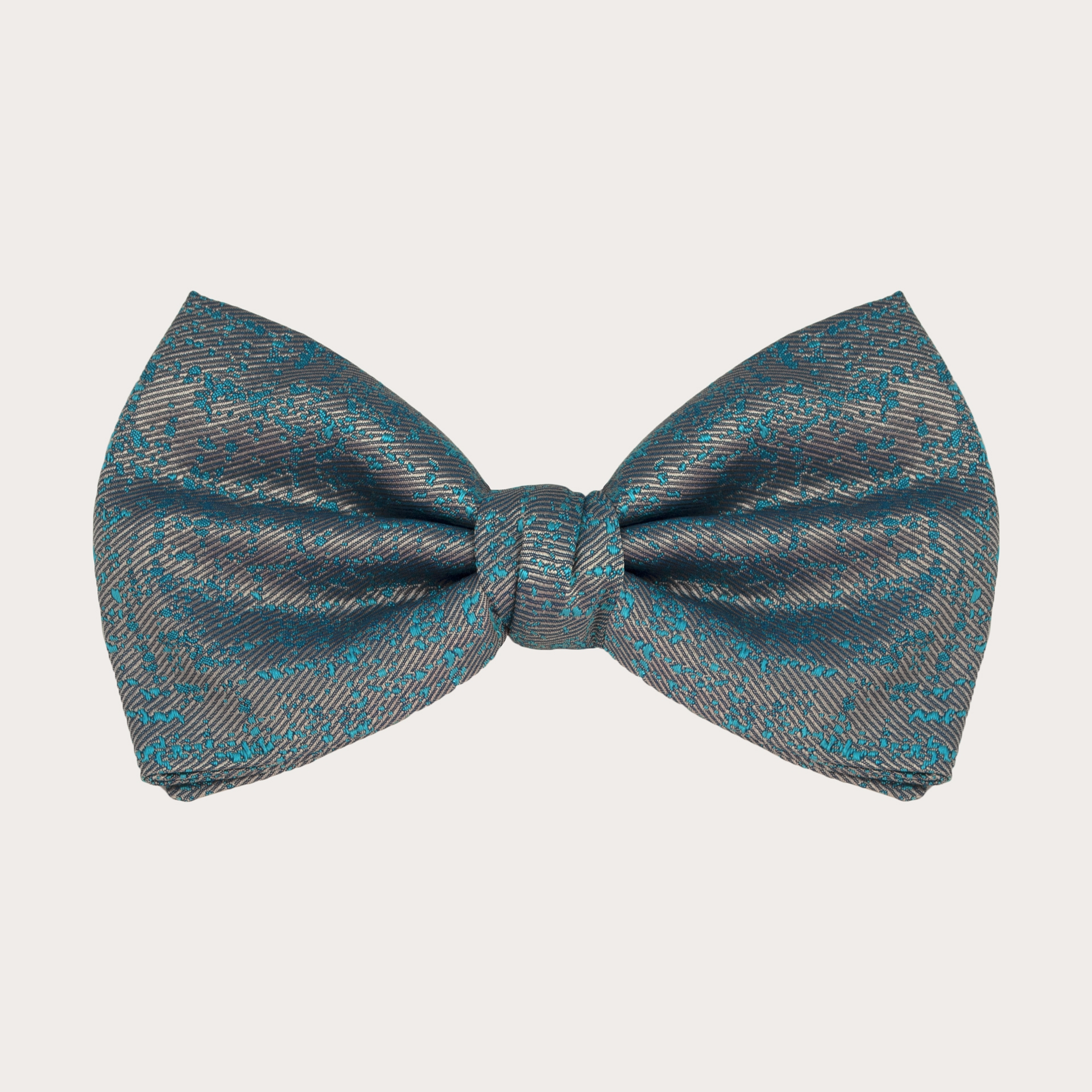 BRUCLE Ceremony bow tie in jacquard silk, silver and petrol