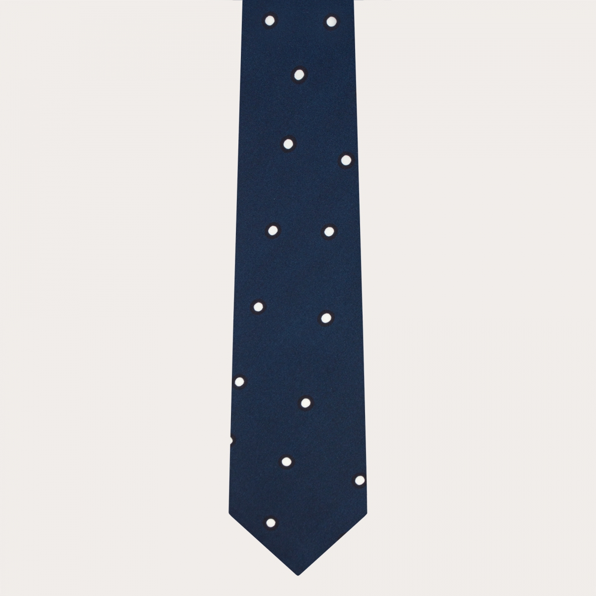 Cravate en soie pour homme, bleue à pois blancs