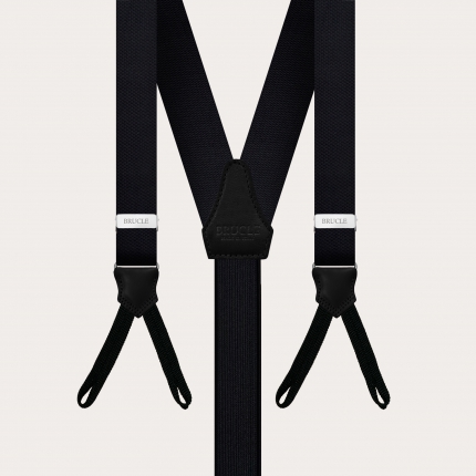 Formal skinny Y-shape suspenders with braid runners, black