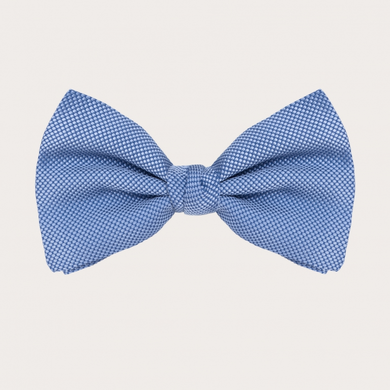 Ceremony bow tie in jacquard silk, light blue with dots