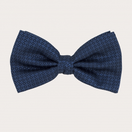 Navy blue jacquard silk bow tie with tone-on-tone floral pattern