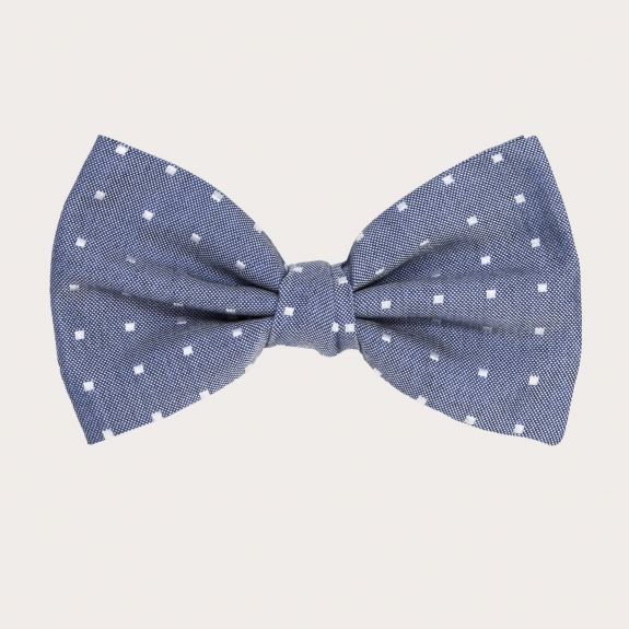 Ceremony bow tie in jacquard silk, light blue with dots