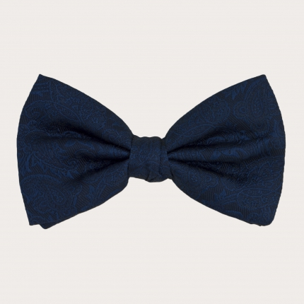 Bow tie in jacquard silk, blue paisley tone on tone