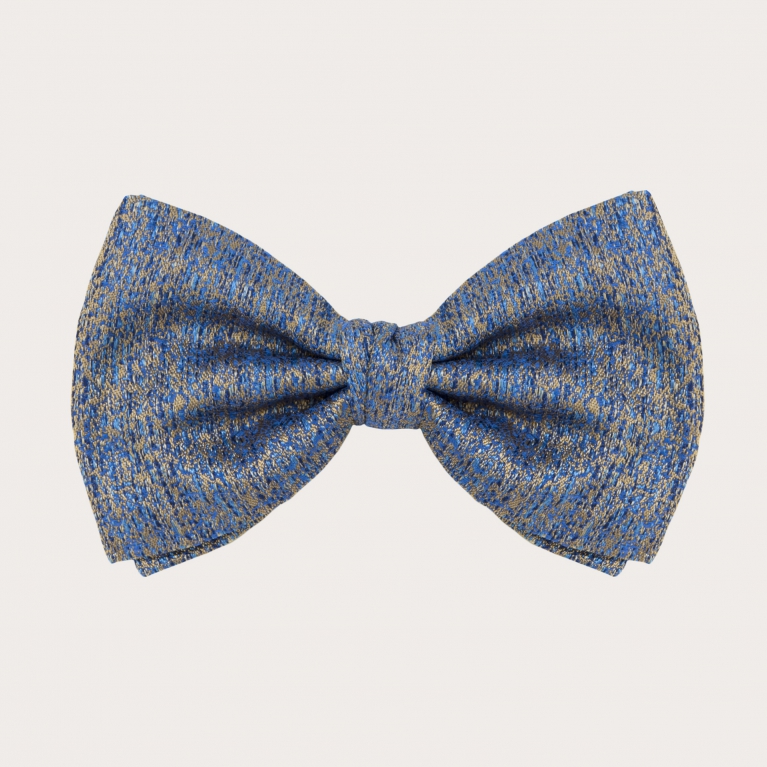 Ceremony bow tie in iridescent jacquard silk, gold, light blue and blue