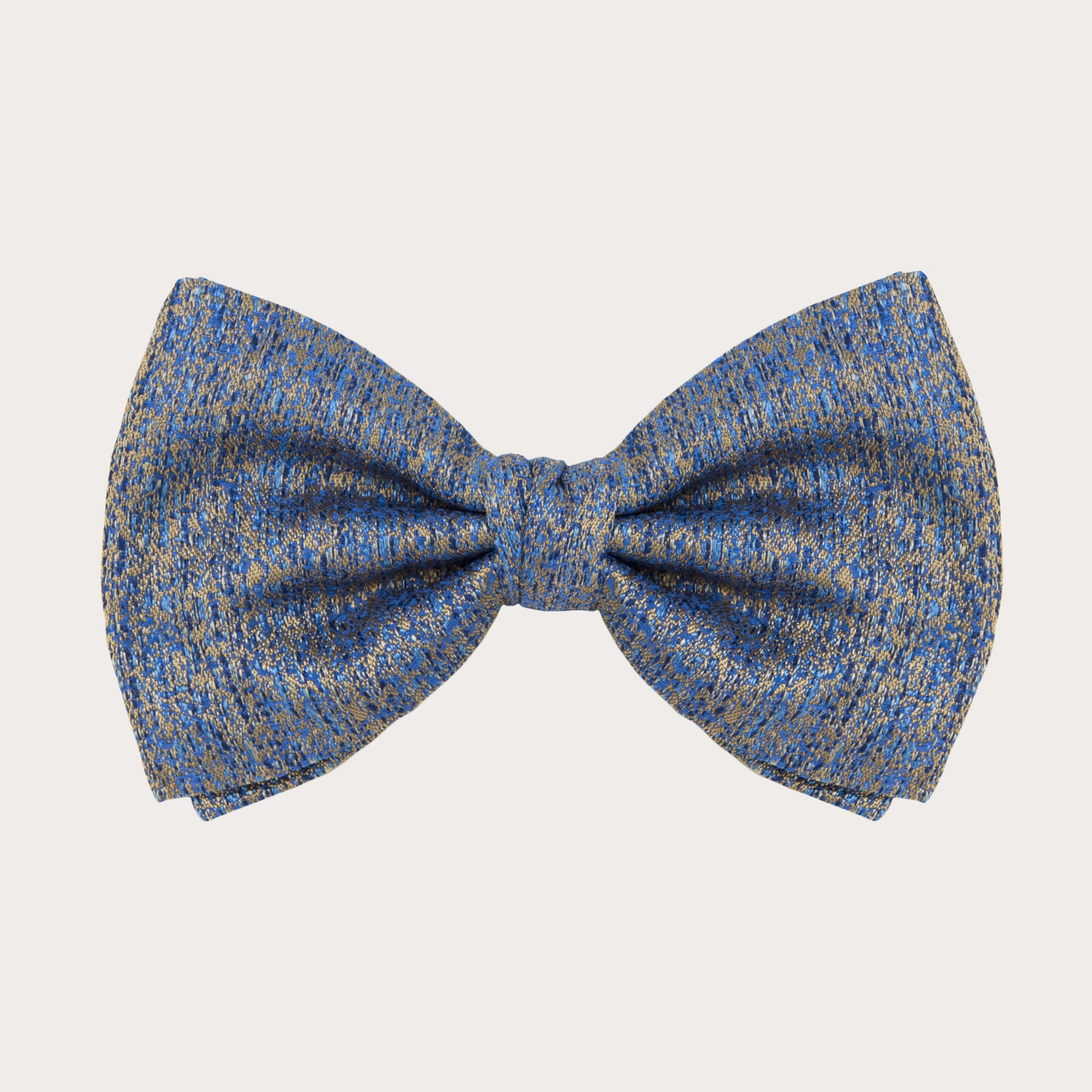 BRUCLE Ceremony bow tie in iridescent jacquard silk, gold, light blue and blue