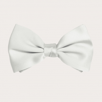 White silk satin bow tie