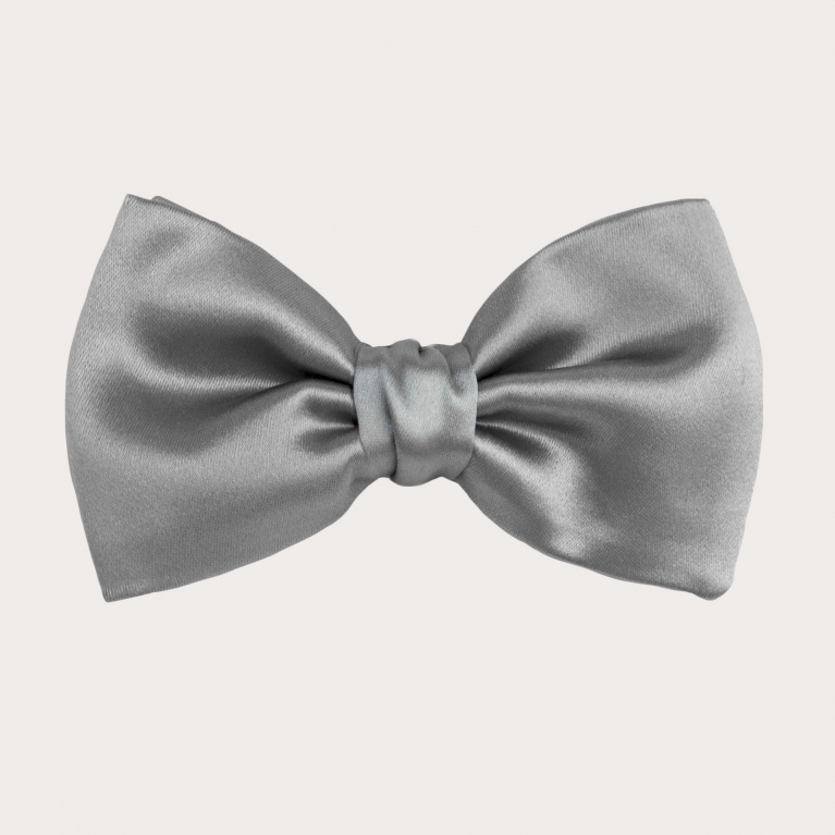 Classic bow tie in silk satin, grey