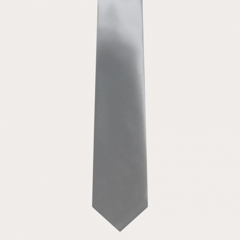 Cravatta classica in raso di seta, grigio