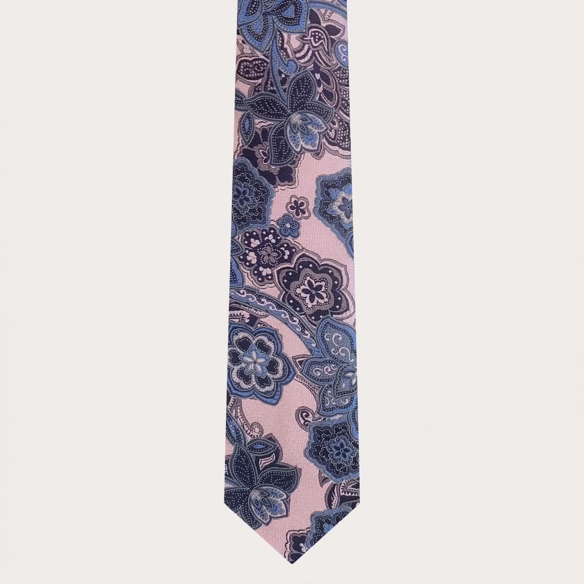 Brucle cravate rose cachemire en soie jacquard
