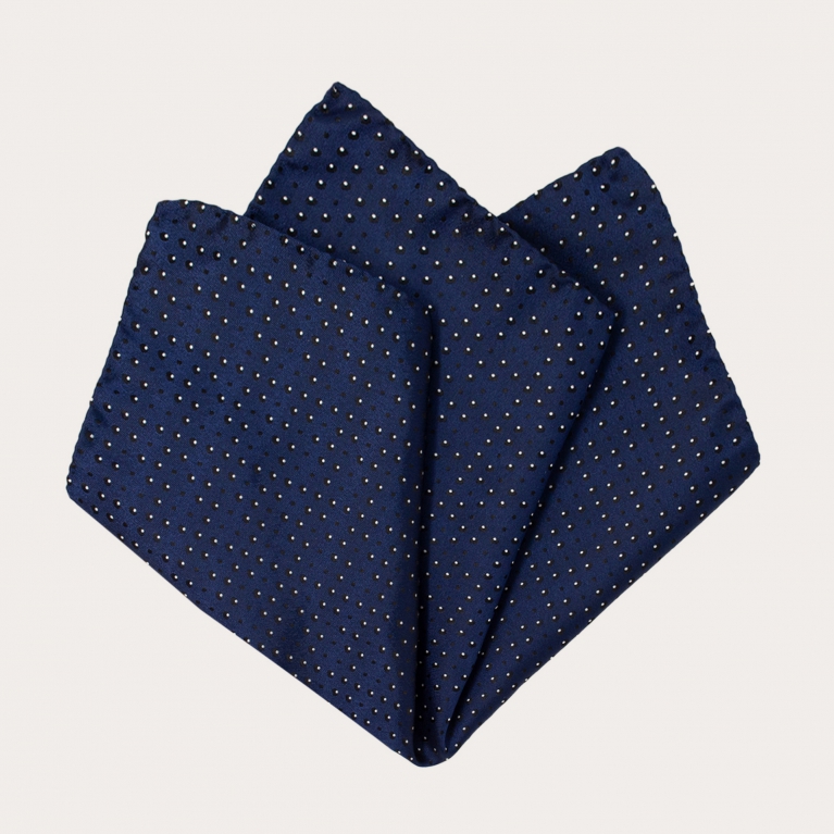 Ceremony set tie and pocket square, dotted blue pattern