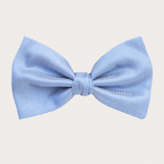 BRUCLE Noeud papillon élégant en jacquard de soie, coussin bleu clair et blanc