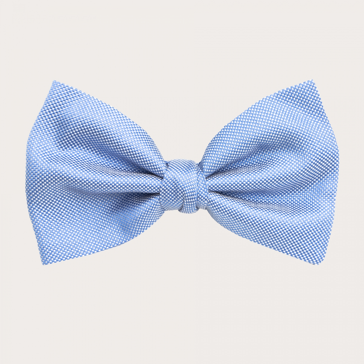 BRUCLE Elegant bow tie in jacquard silk, light blue and white pincushion