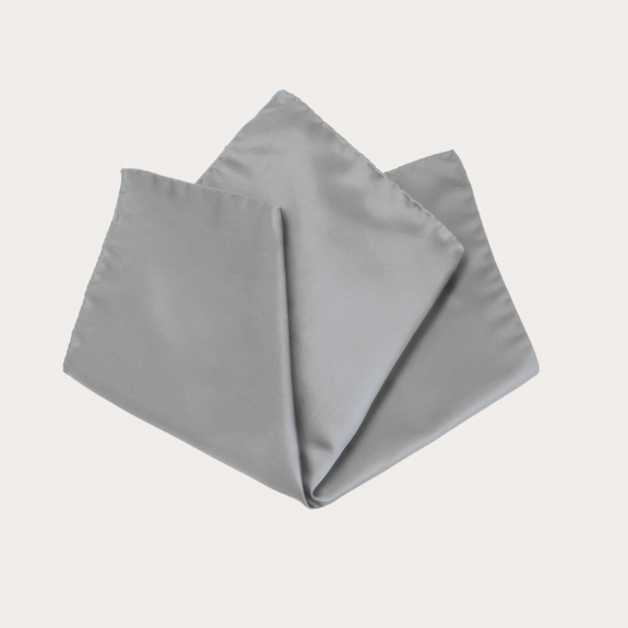 BRUCLE Silk satin ceremony set, grey tie and pocket square