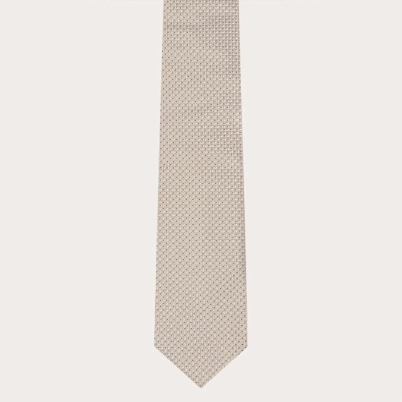 BRUCLE Set da cerimonia cravatta e pochette, avorio con microfantasia blu