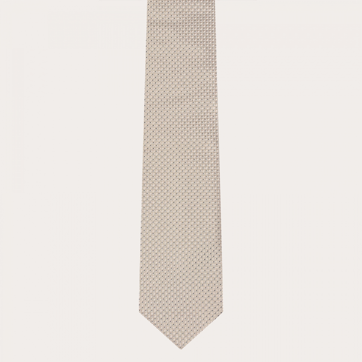 BRUCLE Ceremony set tie and pocket square, ivory with blue micro pattern