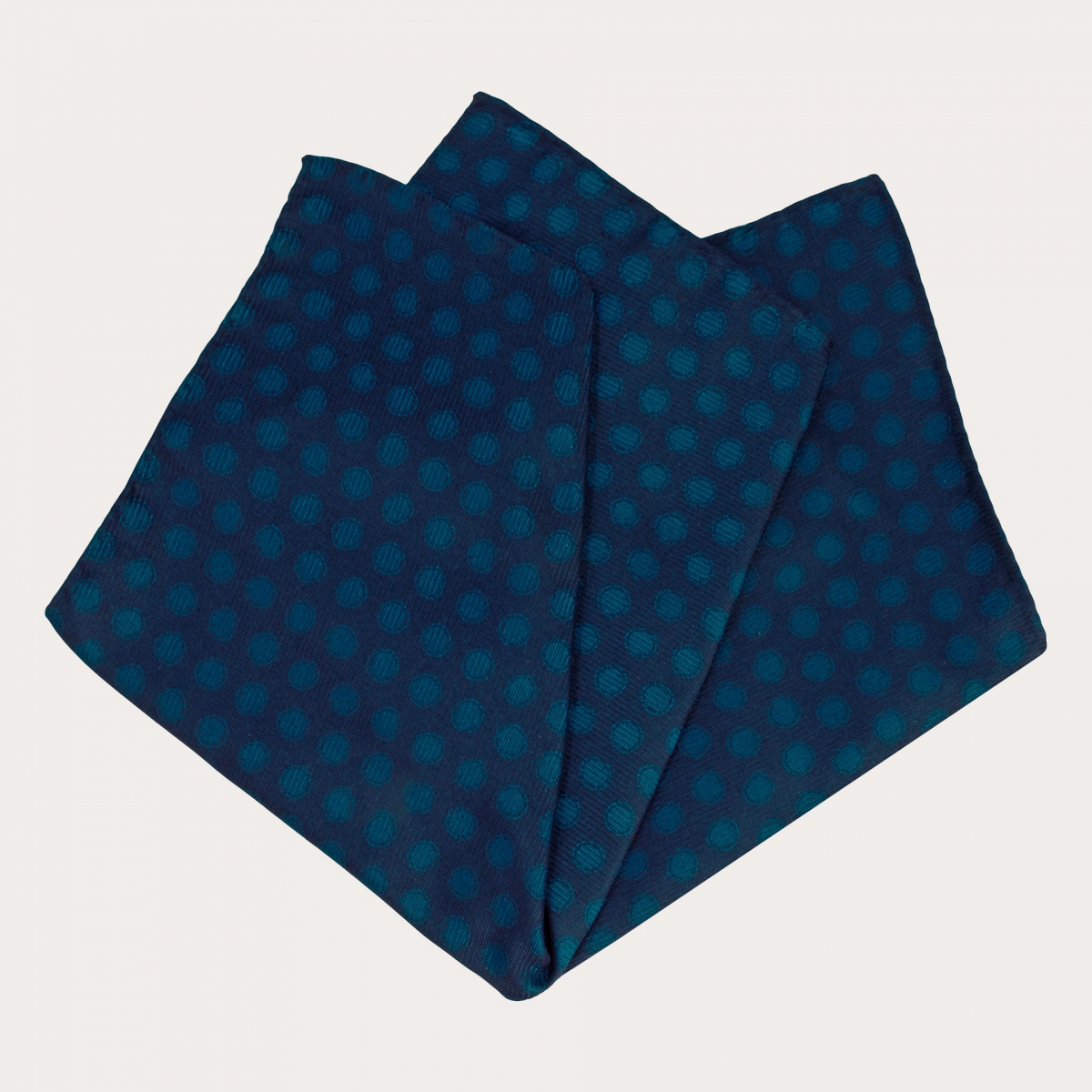 BRUCLE Elegant tie and pocket square set, blue with petrol polka dots