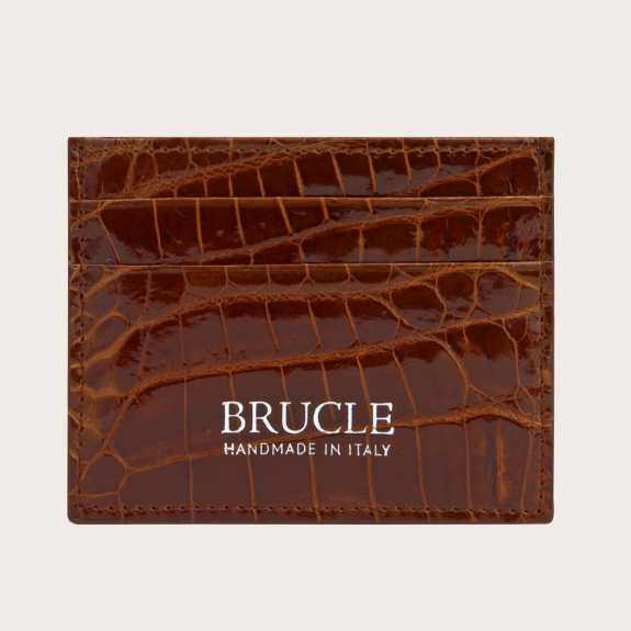 BRUCLE Credit card case in real crocodile, gold
