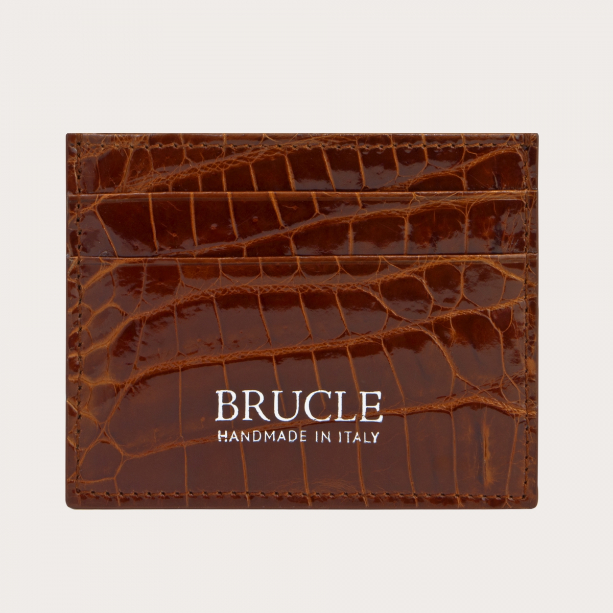 BRUCLE Porte-cartes de crédit en crocodile véritable, or