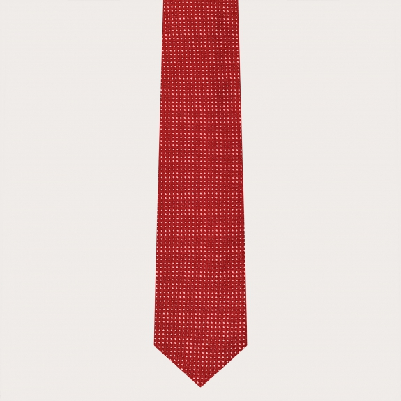 BRUCLE Abgestimmte Hosenträger und Krawatte aus Seide, rotes Punktmuster