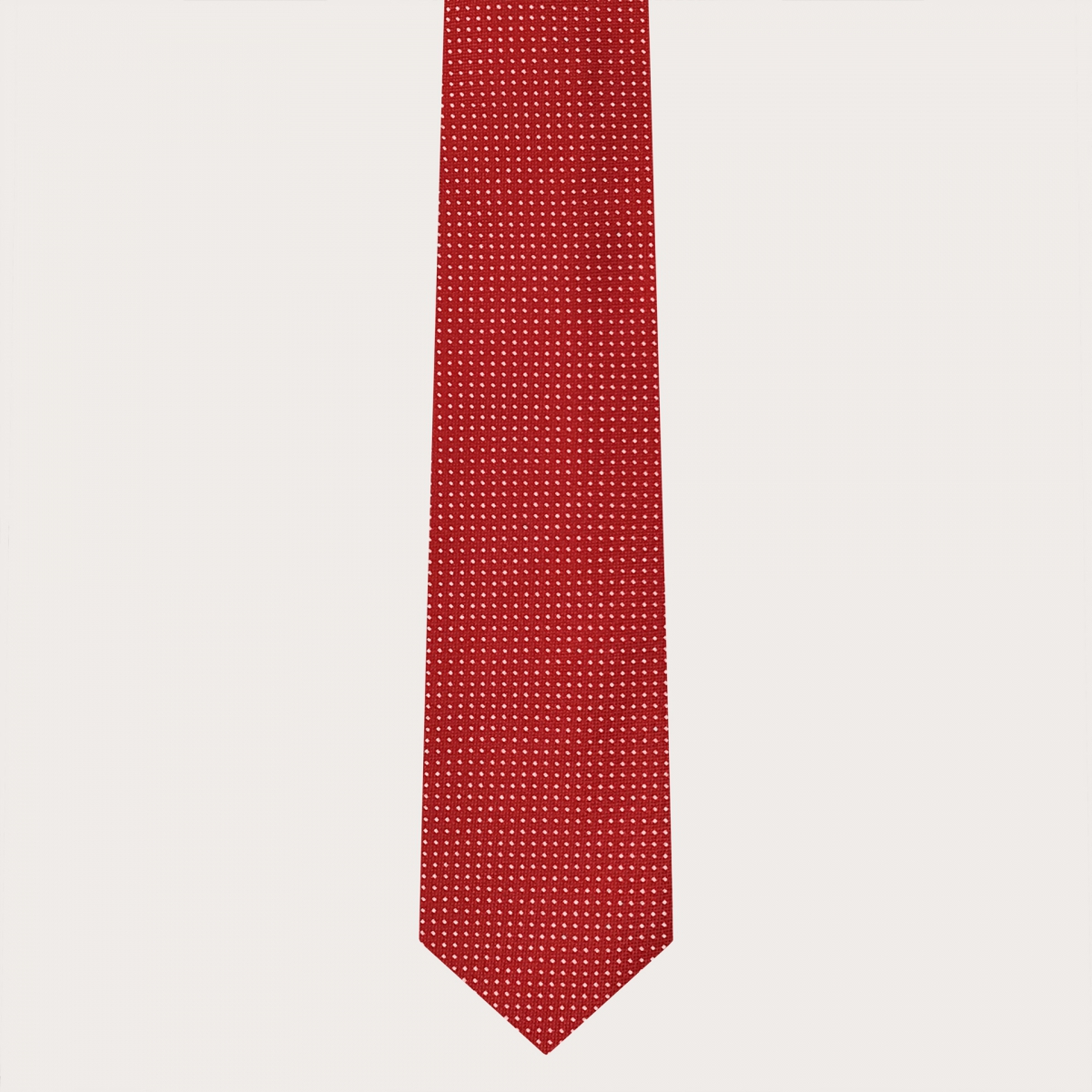 BRUCLE Tirantes y corbata coordinados en seda, estampado de puntos rojos