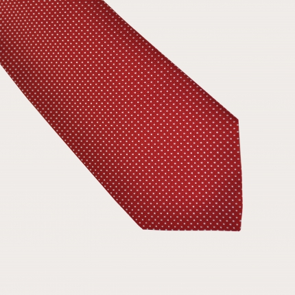 Cravate rouge à pois en soie jacquard