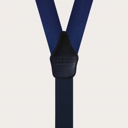 Formal Y-shape pure silk suspenders, blue