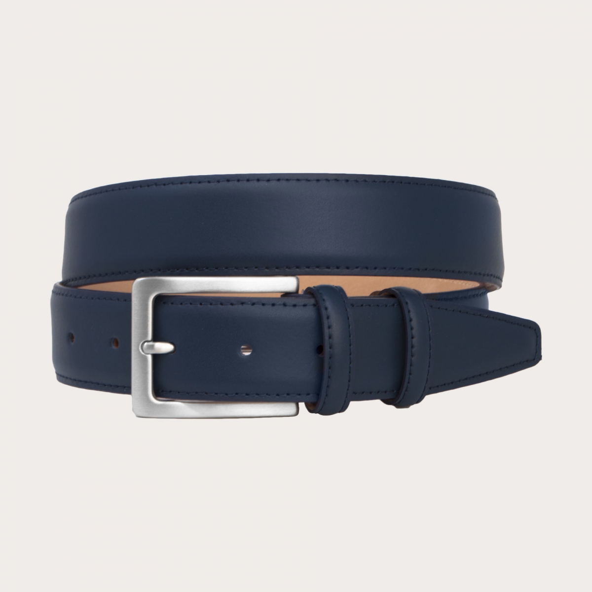 BRUCLE Cintura blu classica in vera pelle