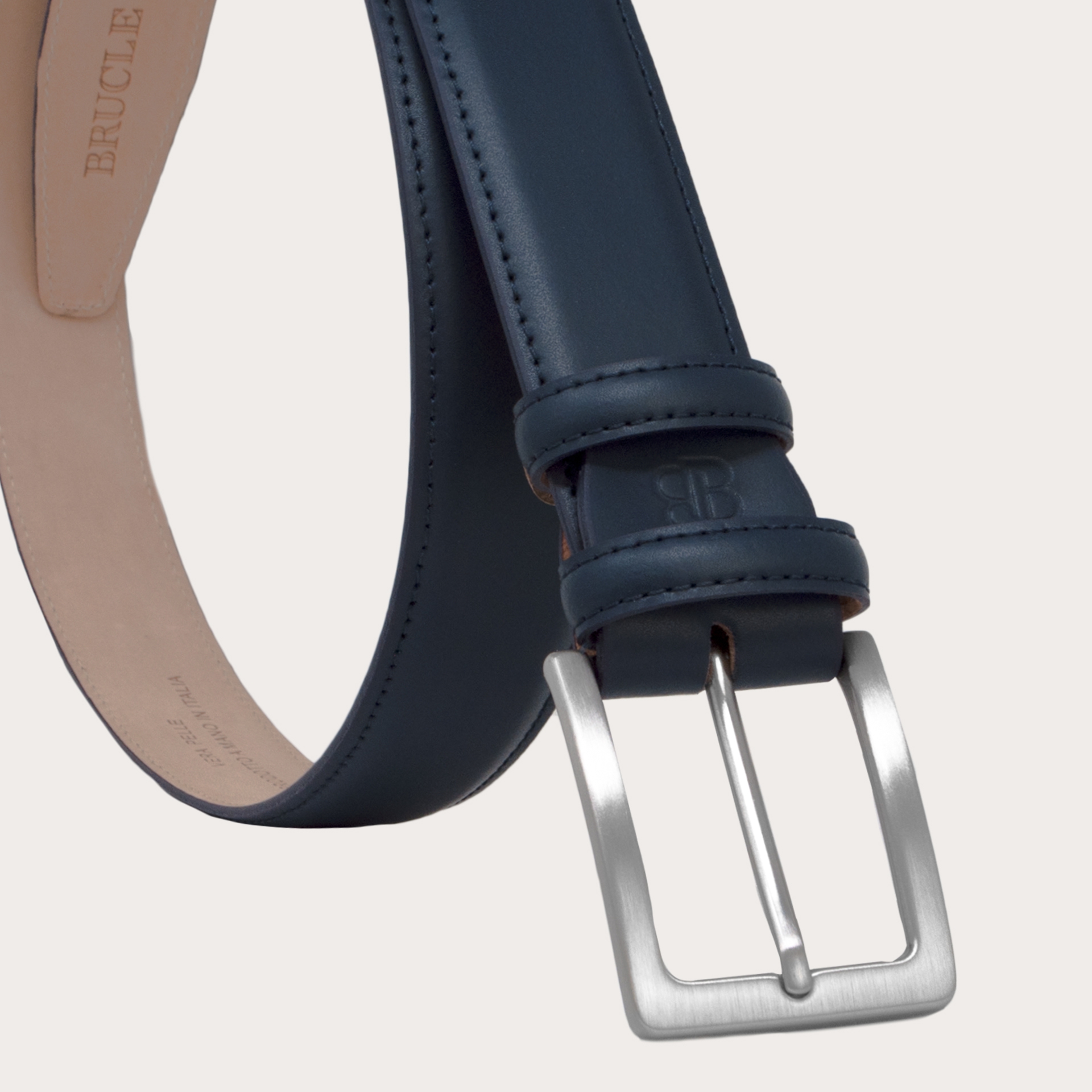 Blue leather belt| BRUCLE Handcrafted elegance and refinement