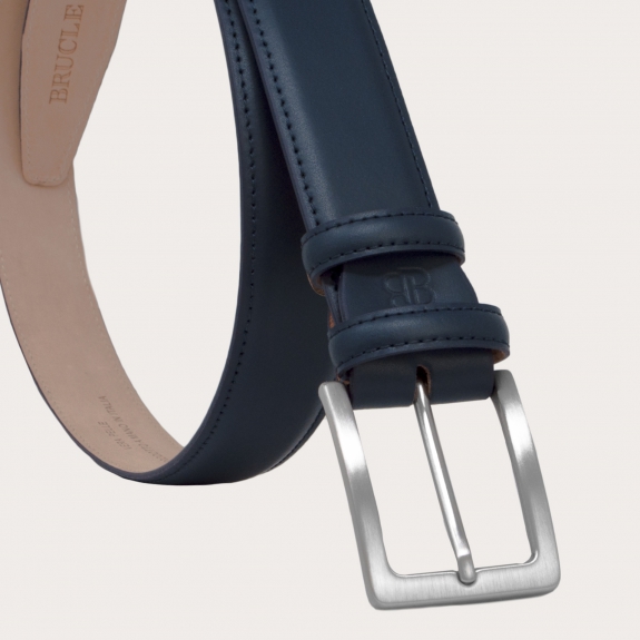 BRUCLE Cintura blu classica in vera pelle