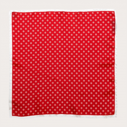 Elegante pañuelo de bolsillo en seda con estampado de rombos, rojo