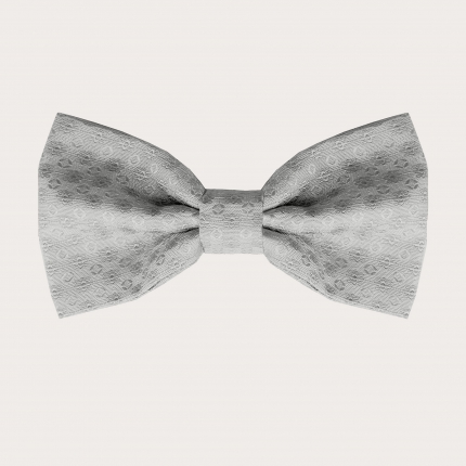 Pre-tied grey men's bow tie in patterned silk