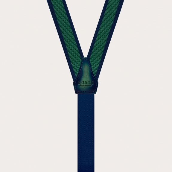 BRUCLE Dünne, nickelfreie Unisex-Hosenträger, grün und blau