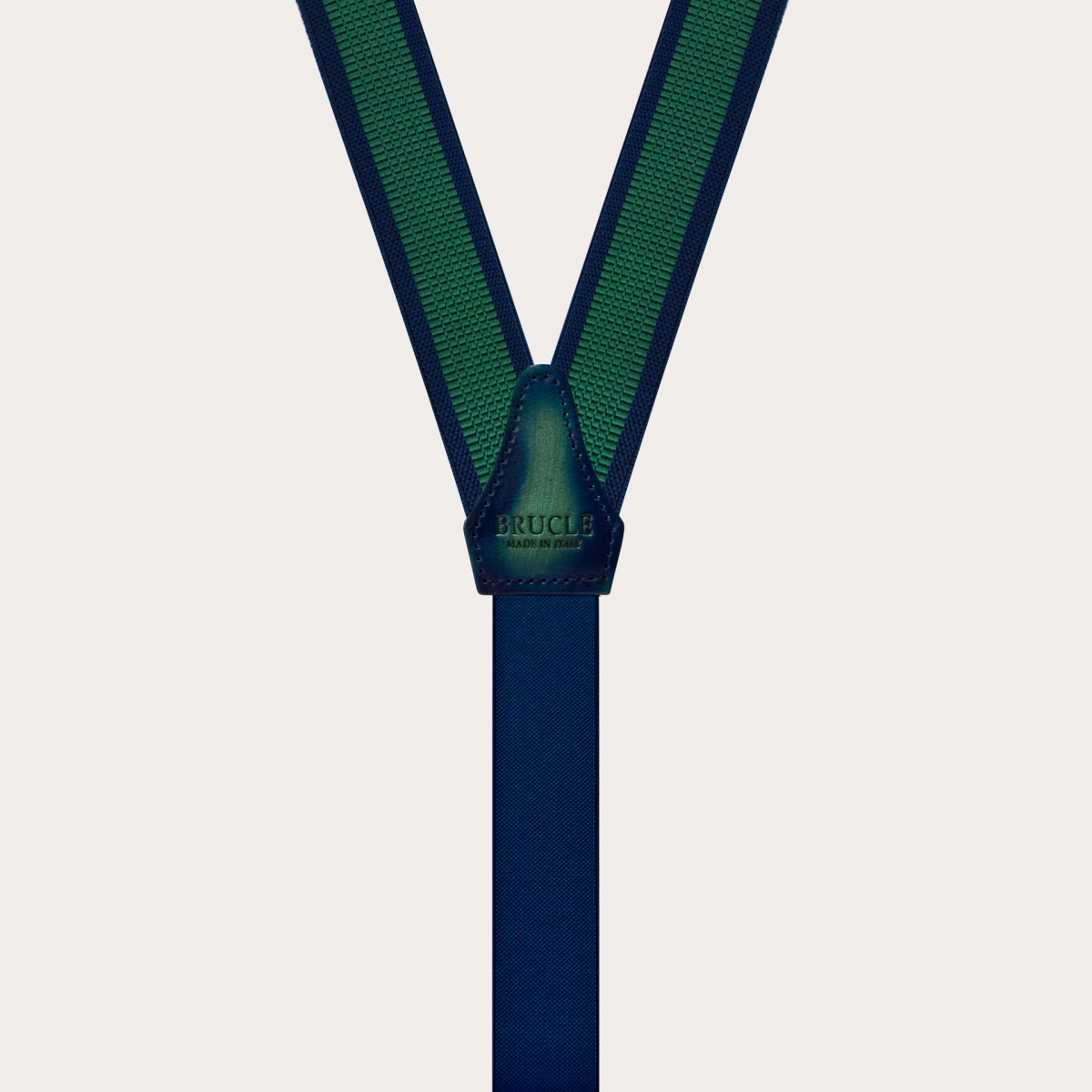 BRUCLE Dünne, nickelfreie Unisex-Hosenträger, grün und blau