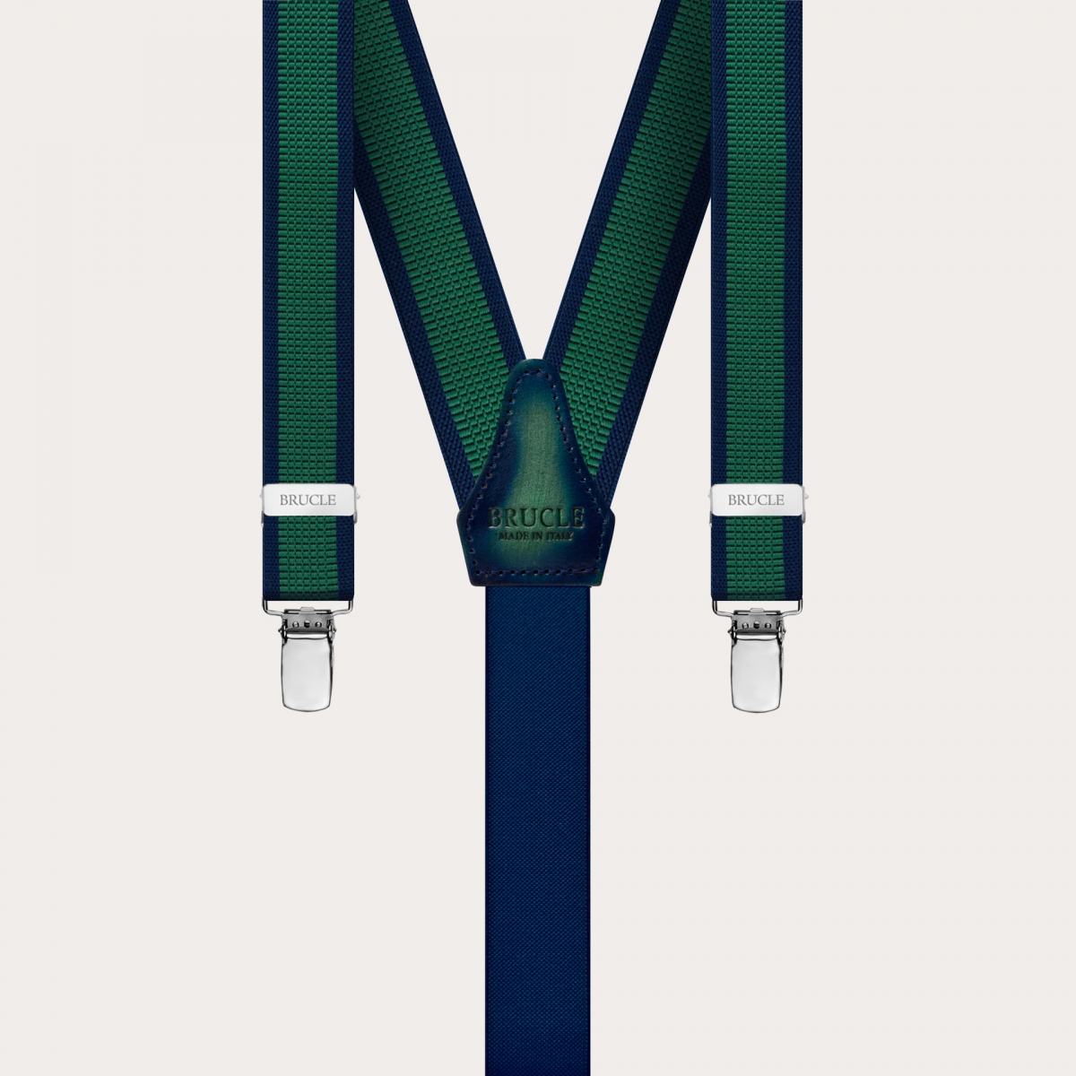 BRUCLE Dünne, nickelfreie Unisex-Hosenträger, grün und blau