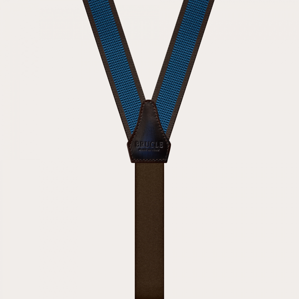 BRUCLE Thin nickel free unisex suspenders, blue and brown