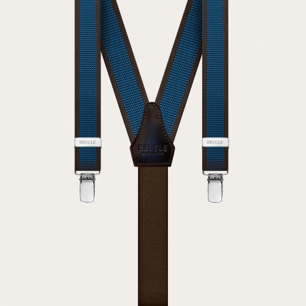 Dünne, nickelfreie Unisex-Hosenträger, blau und braun