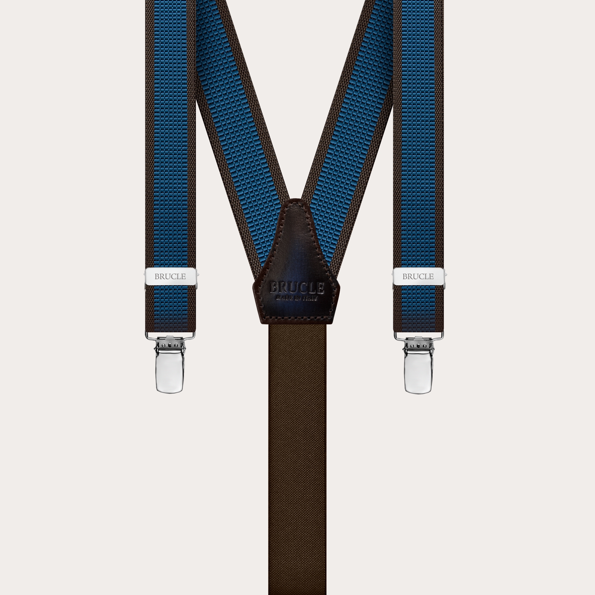 BRUCLE Dünne, nickelfreie Unisex-Hosenträger, blau und braun