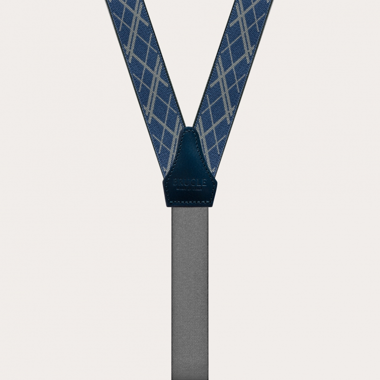 Bretelles fines classiques sans nickel à motif géométrique, bleu