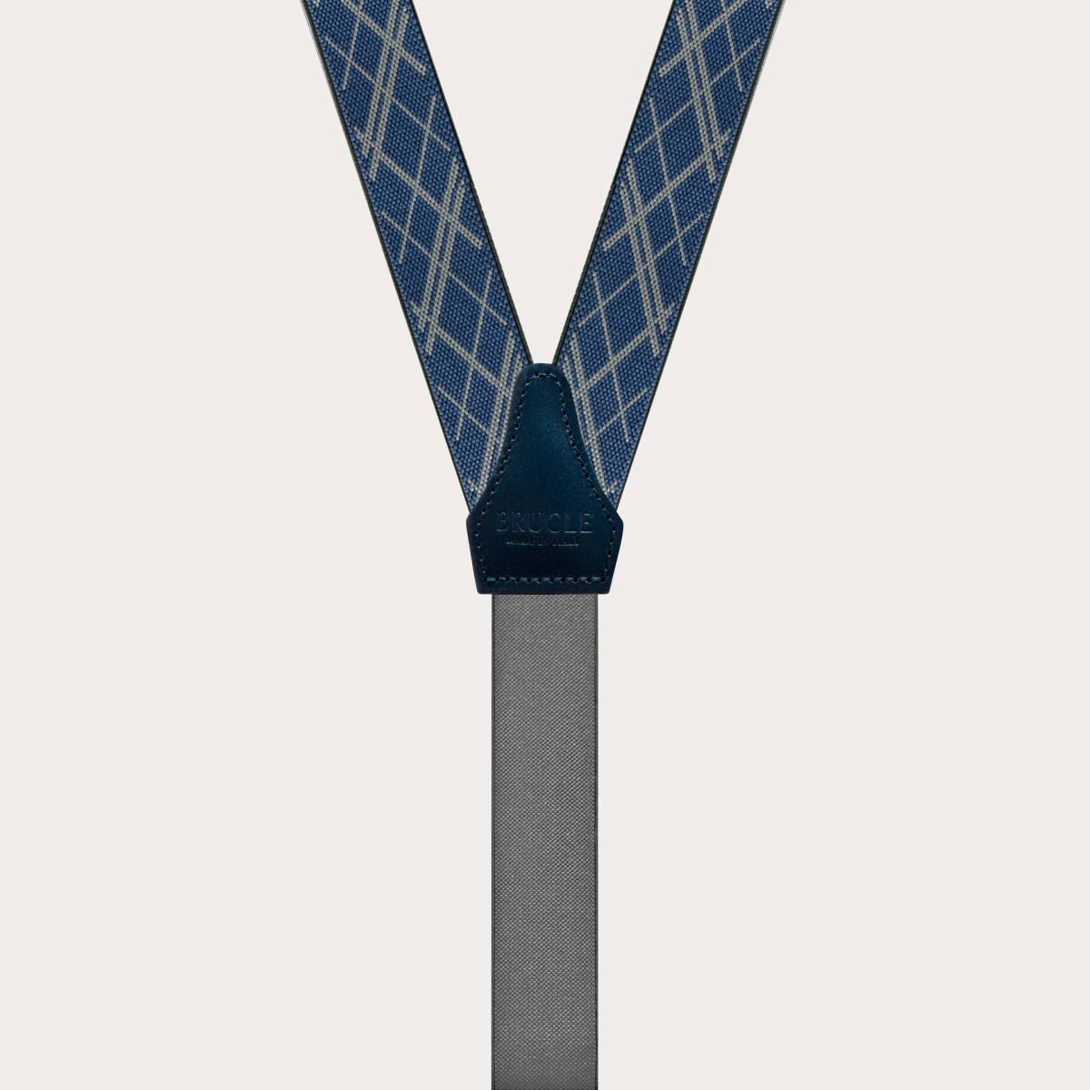 BRUCLE Klassische, nickelfreie dünne Hosenträger mit geometrischem Muster, blau