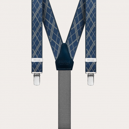 Bretelles fines classiques sans nickel à motif géométrique, bleu