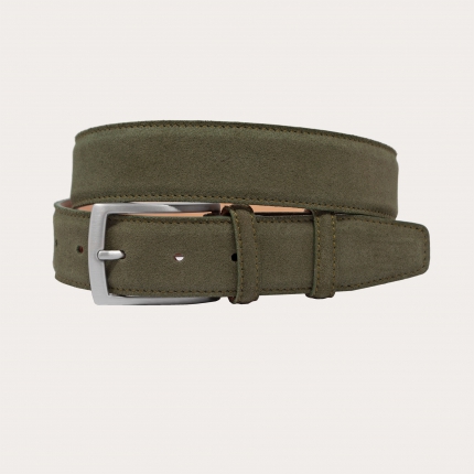 Nickel free khaki green suede belt