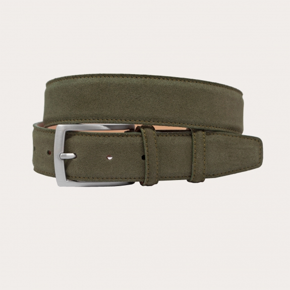 BRUCLE Ceinture en daim vert kaki sans nickel