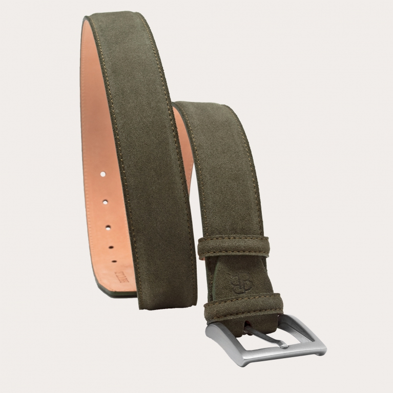 Ceinture en daim vert kaki sans nickel