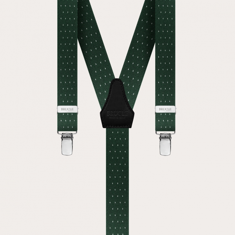 Raffinate bretelle strette nichel free con fantasia puntaspillo, verde