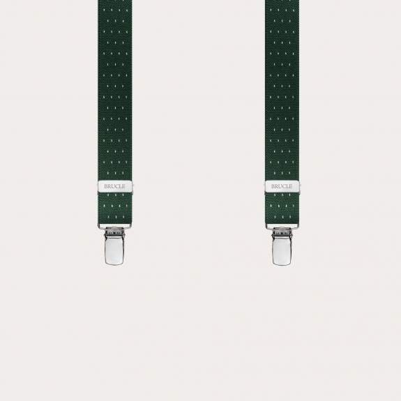Refined nickel free narrow suspenders with dotted pattern, green