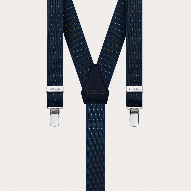 Refined nickel free narrow suspenders with dotted pattern, blue and gold