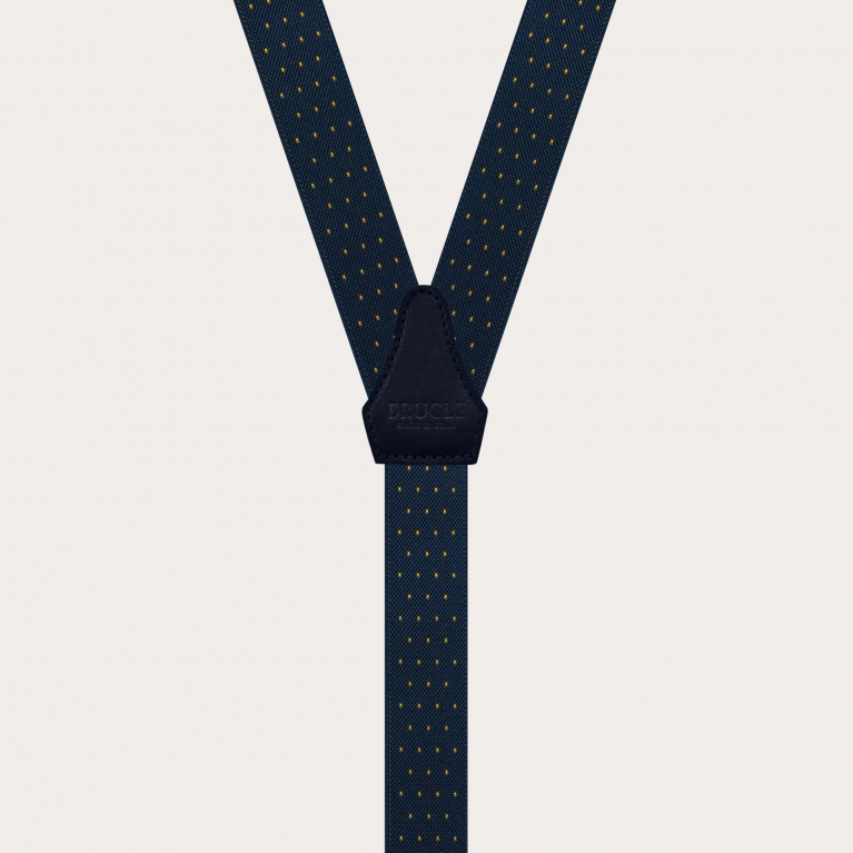 Refined nickel free narrow suspenders with dotted pattern, blue and gold