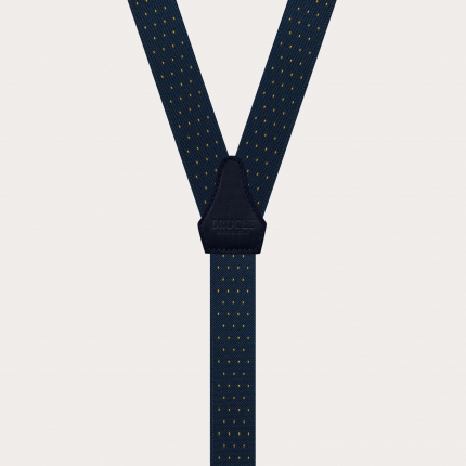 Raffinate bretelle strette nichel free con fantasia puntaspillo, blu e oro