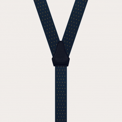 Refined nickel free narrow suspenders with dotted pattern, blue and gold