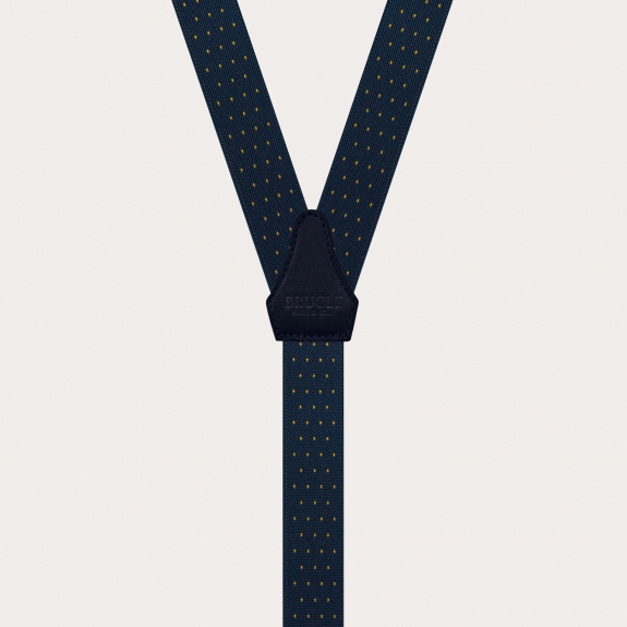 Refined nickel free narrow suspenders with dotted pattern, blue and gold